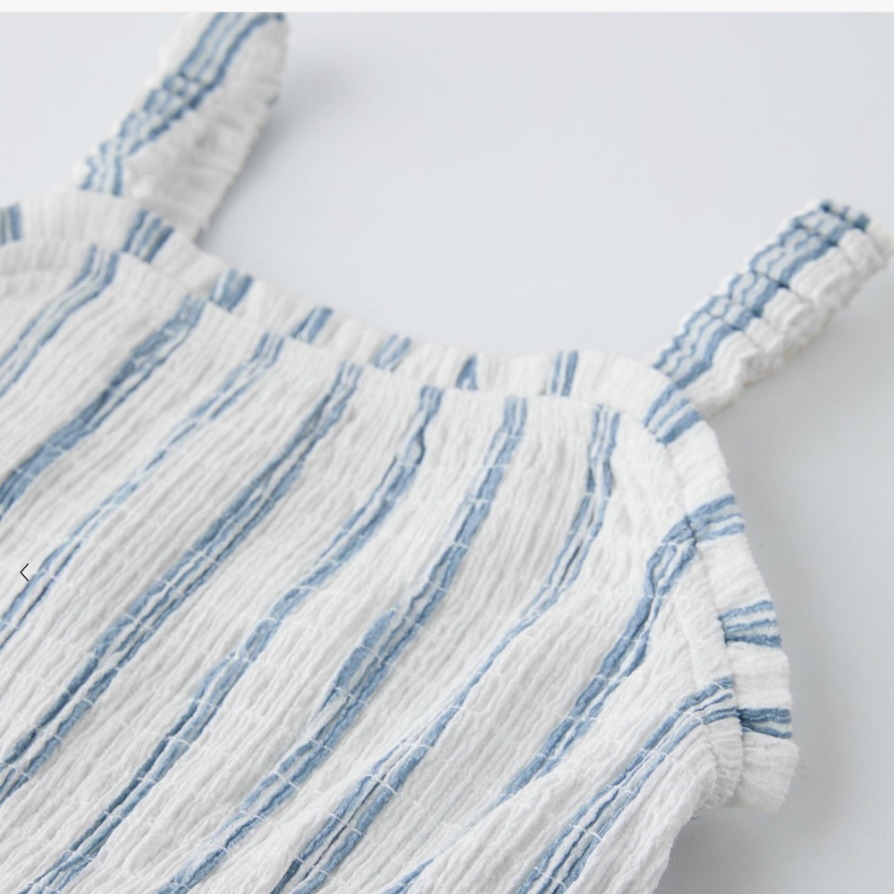 NWT Zara Kids TEXTURED PRINT DRESS blue STRIPED - REF 2548/604 - size 13/14